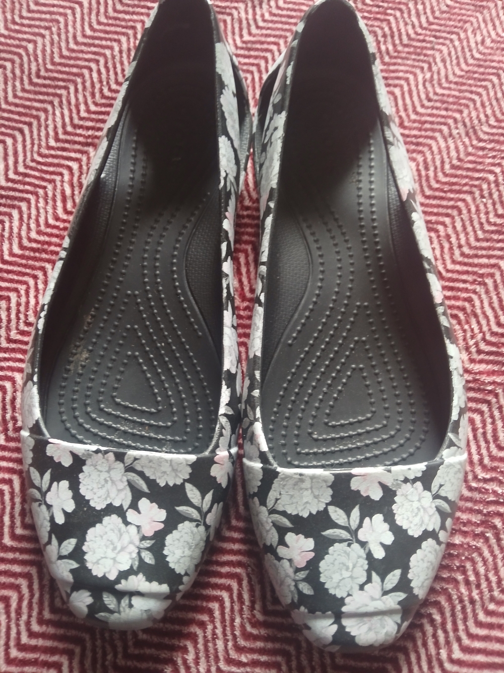 Crocs Black Floral Ballet Flats